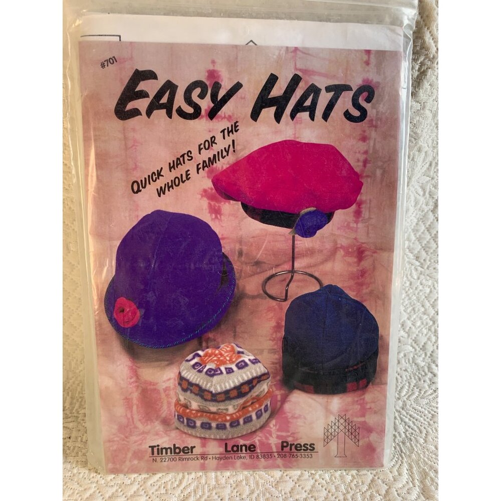 Timber Lane Press Kids and Women Men Easy Hats Pattern #701 Uncut